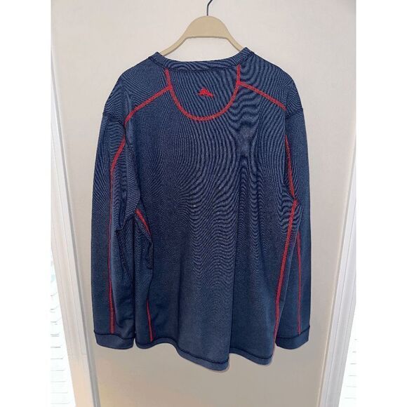 Tommy Bahama New England Patriots Reversible Sweater Large Navy Gray - Picture 3 of 5